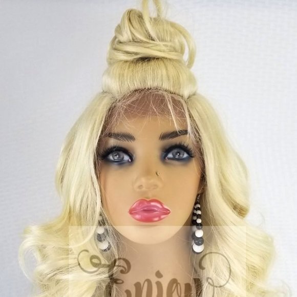 Beautiful human hair blonde lace front wig main image 7